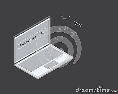 Boolean search for search engine to get relevant result Vector Illustration
