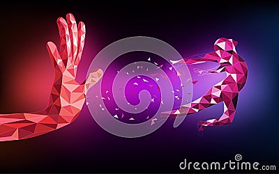 Boom Abstract of technological polygon hand Vector Illustration