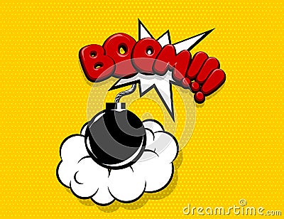 Boom bomb comic text speech bubble pop art Vector Illustration