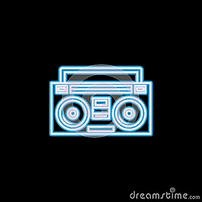 Boom box or radio cassette tape player icon in neon style. One of Life style collection icon can be used for UI, UX Stock Photo