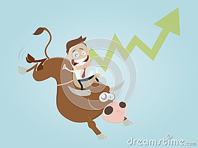 Boom cartoon with man and bull Vector Illustration