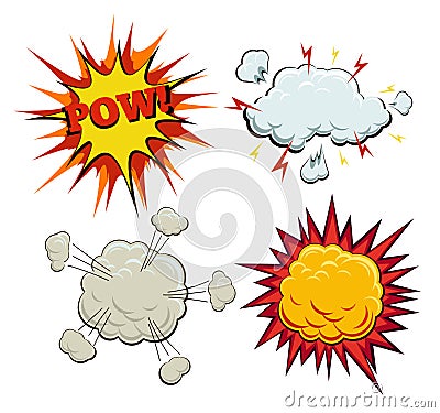 Boom, explosion and pow set Vector Illustration