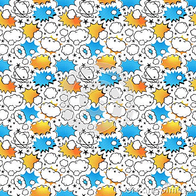 Boom icons seamless pattern explosion. Vector Illustration