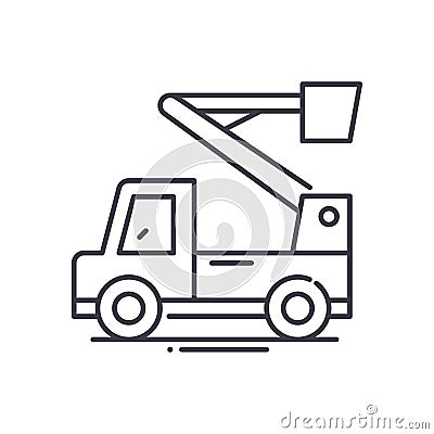 Boom lift icon, linear isolated illustration, thin line vector, web design sign, outline concept symbol with editable Vector Illustration