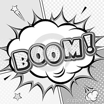 Boom. Vector comic book, speech bubble, explosion. Pop Art Vector Illustration