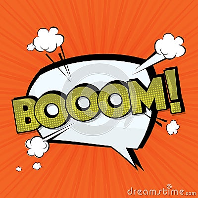 Boom vector comic cloud. Funny pop art tag. Lettering Boom, bomb. Comic text sound effects. Vector bubble icon speech Vector Illustration