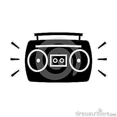 Boombox ghetto blaster cartoon silhouette icon Vector Illustration