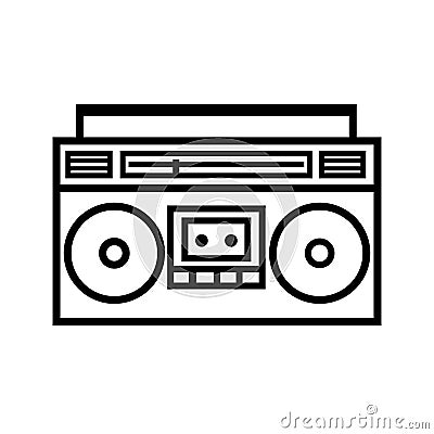 Boombox ghetto blaster outline icon Vector Illustration