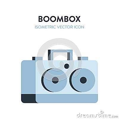 Boombox isometric vector icon. 3d vector illustration of a retro sound player, tape recorder with large speakers. Retro Vector Illustration