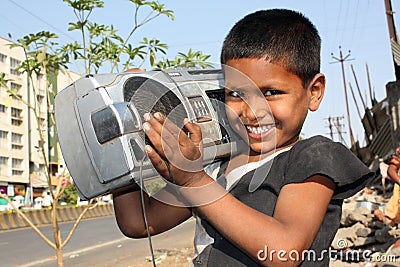 Boombox Kid Stock Photo