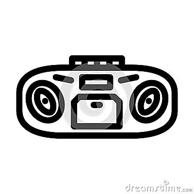 boombox retro music line icon vector illustration Cartoon Illustration