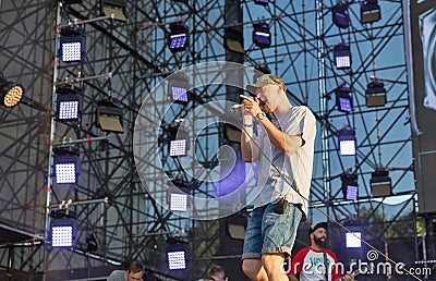 BoomBox rock band performs at Atlas Weekend festival. Kiev, Ukraine. Editorial Stock Photo