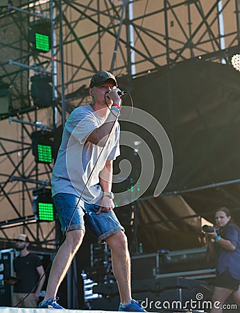 BoomBox rock band performs at Atlas Weekend festival. Kiev, Ukraine. Editorial Stock Photo