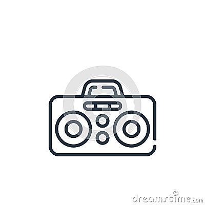 boombox vector icon isolated on white background. Outline, thin line boombox icon for website design and mobile, app development. Vector Illustration