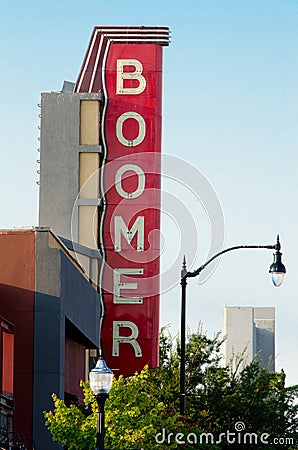 Boomer Theater sign, Norman, Oklahoma Editorial Stock Photo