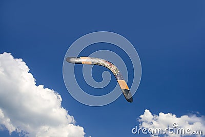 Boomerang in flight Stock Photo