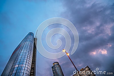 Boomerang scyscraper and South Bank Tower Editorial Stock Photo