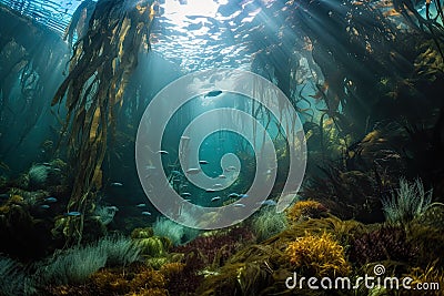 booming kelp forest with hundreds of species, including fish, crustaceans and echinoderms Stock Photo