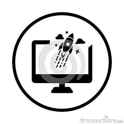 Boost, launch, missile icon. Black vector graphics Stock Photo