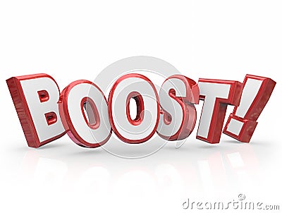 Boost Word Increase Rising Advancement Energy Stock Photo