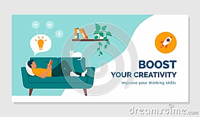 Boost your creativity and improve your thinking skills Vector Illustration