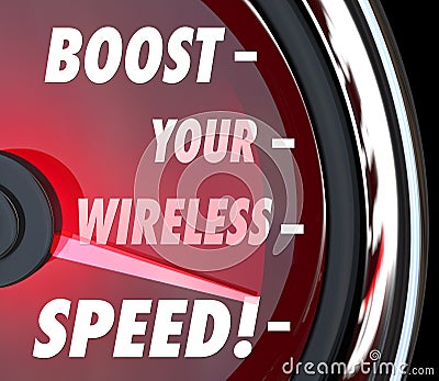 Boost Your Wireless Speed Measure Performance Speedometer Stock Photo