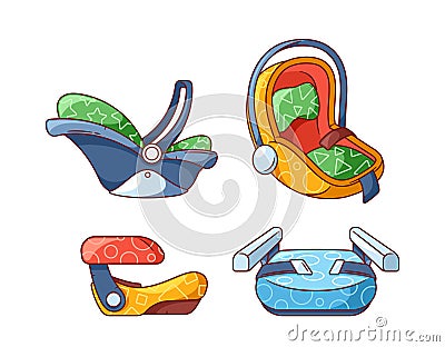 Boosters And Baby Car Seats, Safety Essentials For Your Little Ones. Ensure Secure Travels With Our Range Of Car Seats Vector Illustration