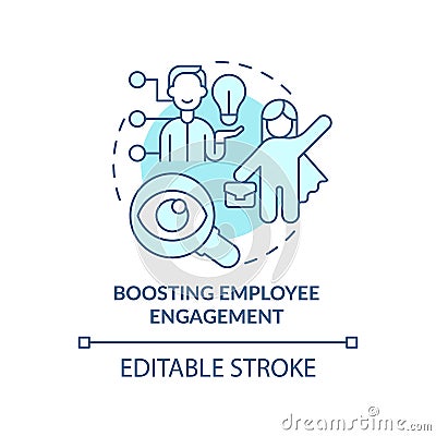 Boosting employee engagement turquoise concept icon Vector Illustration