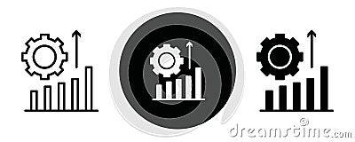 Boosting productivity outline icon collection or set. Boosting productivity Thin vector line art Vector Illustration