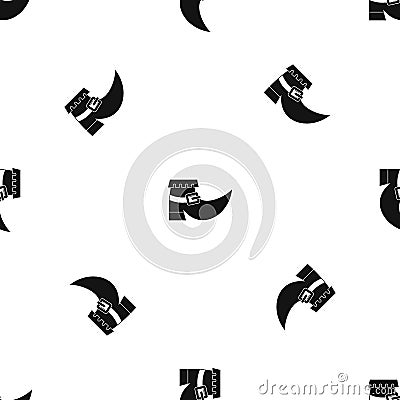 Boot with buckle pattern seamless black Vector Illustration