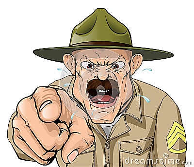 Boot Camp Drill Sergeant Vector Illustration