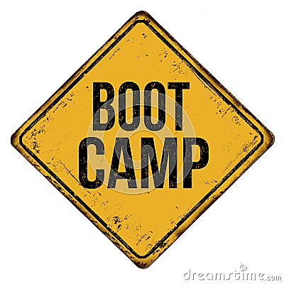 Boot camp vintage rusty metal sign Vector Illustration