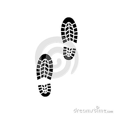 Boot footprint black track icon. Human shoe imprint mark. Vector Illustration