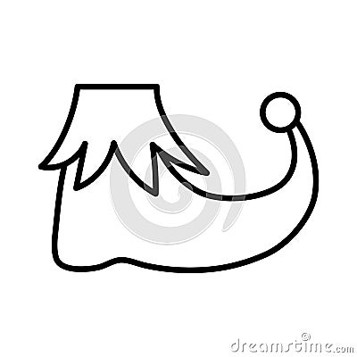 Boot helper with bell celebration merry christmas thick line Vector Illustration