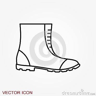 Boot vector icon, high shoe icon, working boot icon Stock Photo