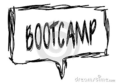 BOOTCAMP on a pencil sketched sign. Stock Photo