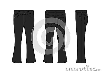 Bootcut jeans pants vector template illustration | black Vector Illustration