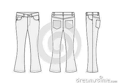 Bootcut jeans pants vector template illustration | white Vector Illustration