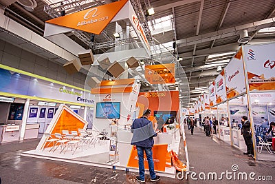 Booth of Alibaba Group at CeBIT information technology trade show Editorial Stock Photo