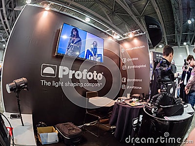 Booth of Profoto company at PhotoForum 2018 trade show Editorial Stock Photo