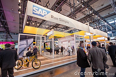 Booth of SAP company at CeBIT information technology trade show Editorial Stock Photo