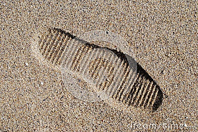 Bootprint on the sand Stock Photo