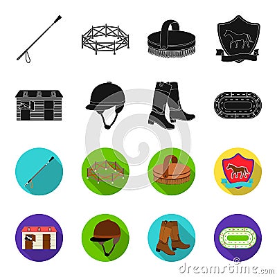 Boots, grass, stadium, track, rest .Hippodrome and horse set collection icons in black,flet style vector symbol stock Vector Illustration