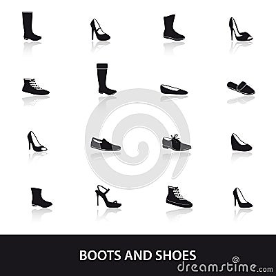 Boots and shoes eps10 Vector Illustration