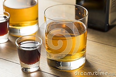 Boozy Bomb Shots with LIquor and Energy Drink Stock Photo