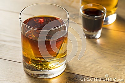 Boozy Bomb Shots with LIquor and Energy Drink Stock Photo