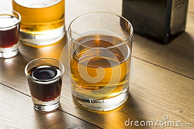 Boozy Bomb Shots with LIquor and Energy Drink Stock Photo