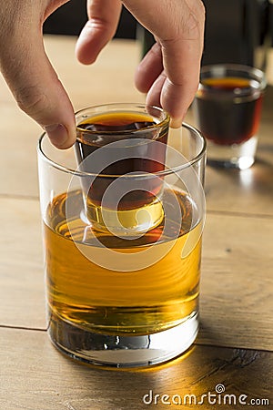 Boozy Bomb Shots with LIquor and Energy Drink Stock Photo