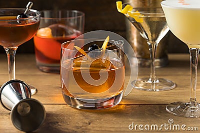 Boozy Classic Cocktail Assortment Stock Photo