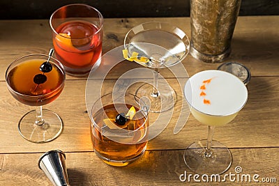 Boozy Classic Cocktail Assortment Stock Photo